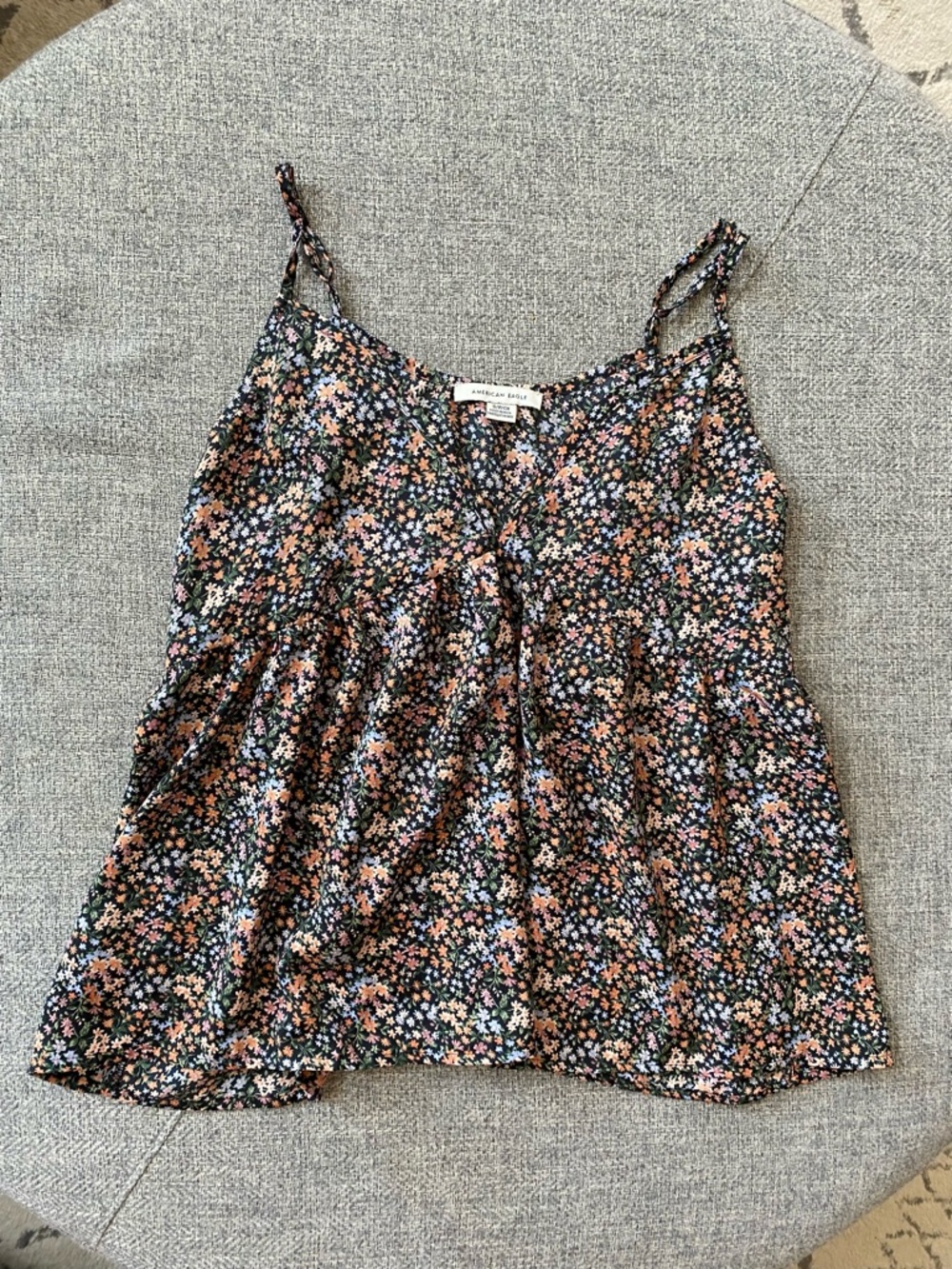 American Eagle Outfitters Black Floral Spaghetti Strap Cami